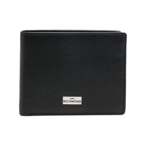 JOHN RICHMOND RFID men's wallet in black leather with coin purse and flap