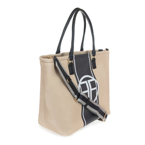 Fracomina shopping bag in canvas and eco-leather 