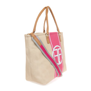 Fracomina shopping bag in canvas and eco-leather 