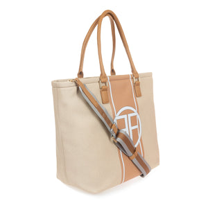 Fracomina shopping bag in canvas and eco-leather 