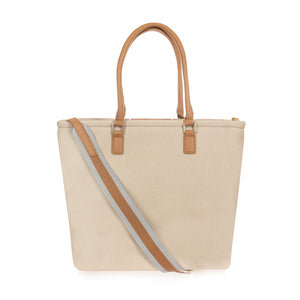 Fracomina shopping bag in canvas and eco-leather 