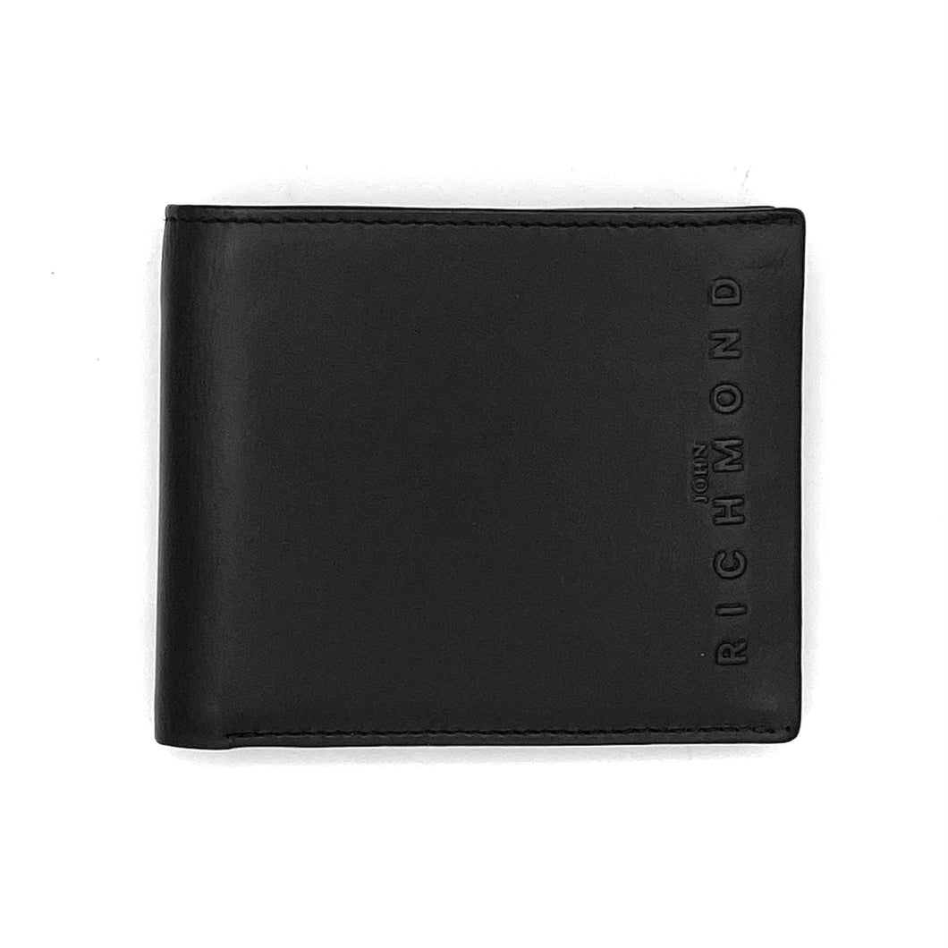 JOHN RICHMOND men's RFID wallet in black leather with zip coin purse