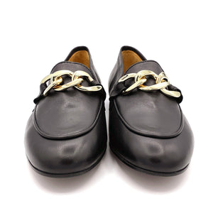 Gio+ loafers in leather with chain accessory