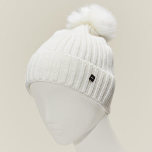 Manila Grace wool blend cap with pom poms