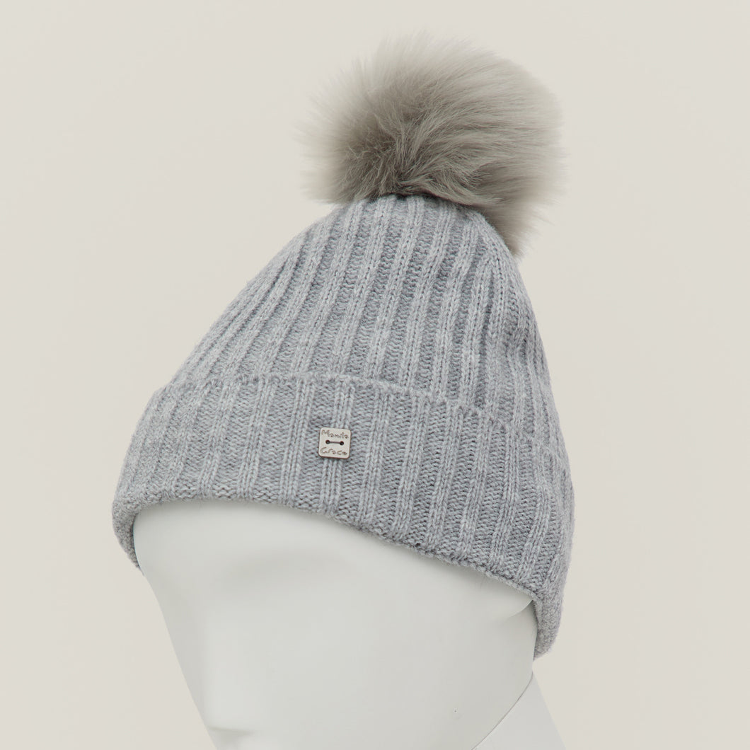 Manila Grace wool blend cap with pom poms