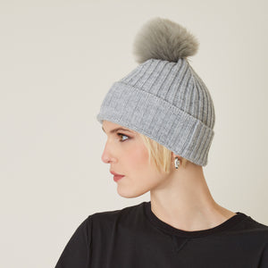 Manila Grace wool blend cap with pom poms